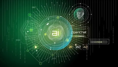 Vector infographics about creating a data matrix and synchronizing work with AI. Stock Illustration