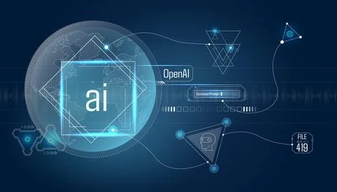 Vector infographics about the discovery and spread of AI in the world. Stock Illustration