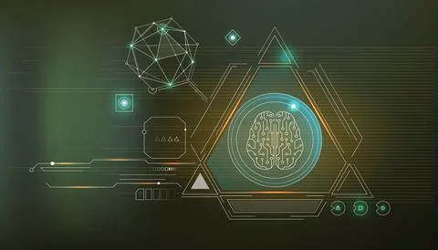 Vector infographics about the work of artificial intelligence and brain neurons. Illustrazione stock