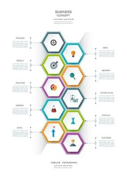 Vector infographics design template with 3D paper label Stock Illustration