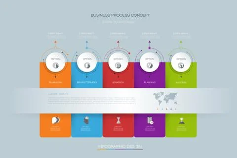 Vector infographics design template with 3D paper label Stock Illustration