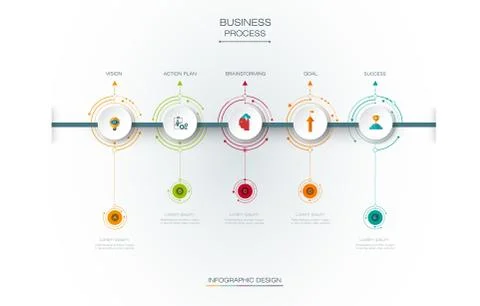 Vector infographics design template with 3D paper label Stock Illustration