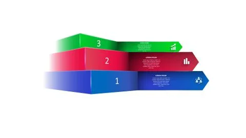 Vector infographics in the form of colored arrows with shadows. EPS 10. Stock Illustration