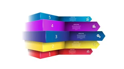 Vector infographics in the form of colored arrows with shadows. EPS 10. Stock Illustration