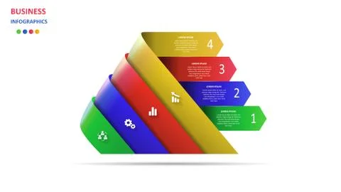 Vector infographics in the form of colored stripes in shadows and steps. EPS  Stock Illustration