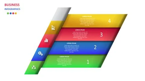 Vector infographics in the form of colored stripes in shadows and steps. EPS  Stock Illustration