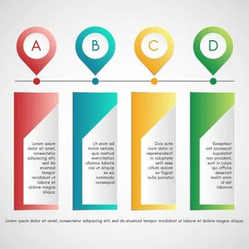 Vector infographics isolated. Colorful text boxes with pointers イラスト素材
