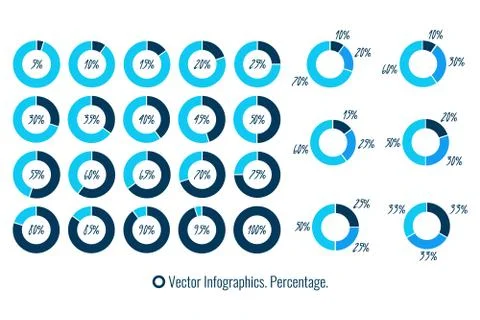 Vector Infographics. Pie Charts isolated blue symbols Stock Illustration