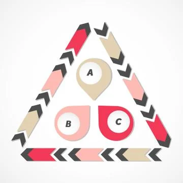 Vector infographics, red, pink, grey, brown arrows, speech bubbles isolated Ilustração Stock