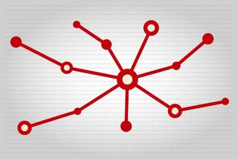 Vector infographics, red scheme with lines and circles on grey dotted background Stock Illustration