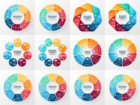 Vector infographics set. Collection of templates for cycle diagram, graph Stock Illustration