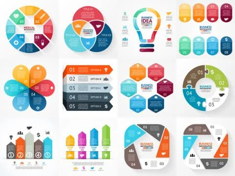 Vector infographics set. Collection of templates for cycle diagram, graph Stock Illustration