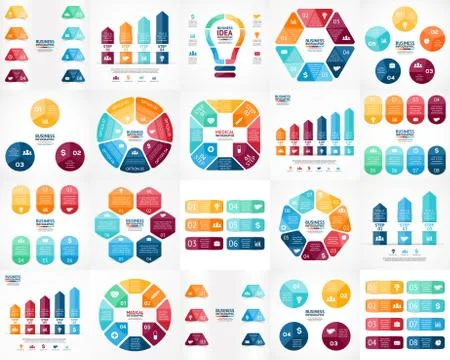Vector infographics set. Templates for cycle diagram, graph, presentation and Stock Illustration