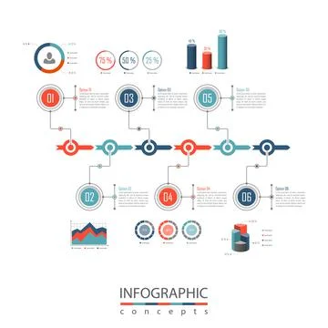 Vector infographics template for chart, diagram, web design, presentation, wo Illustrazione stock