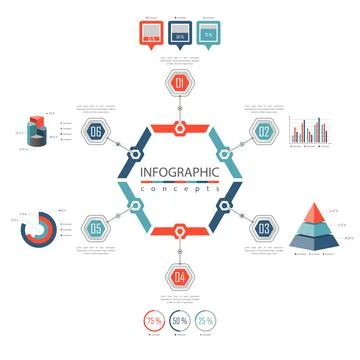 Vector infographics template for chart, diagram, web design, presentation, wo Illustrazione stock