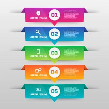 Vector infographics template with five options in material design style. It can Stockillustratie