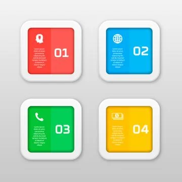 Vector infographics template with four options in material design style. It can Stockillustratie