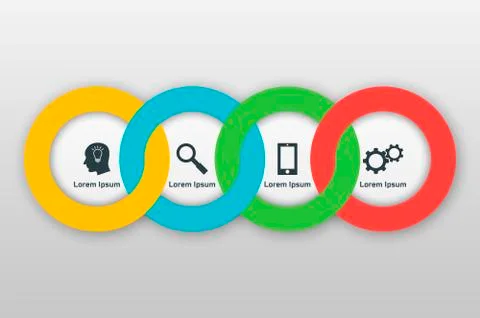 Vector infographics template with four options in material design style. It can Stock Illustration