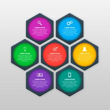 Vector infographics template with six options in material design style. It can イラスト素材