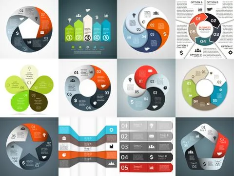 Vector infographics templates set. Template for cycle diagram, graph Stock Illustration