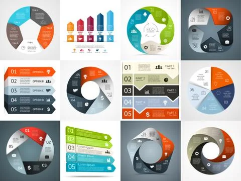 Vector infographics templates set. Template for cycle diagram, graph Stock Illustration