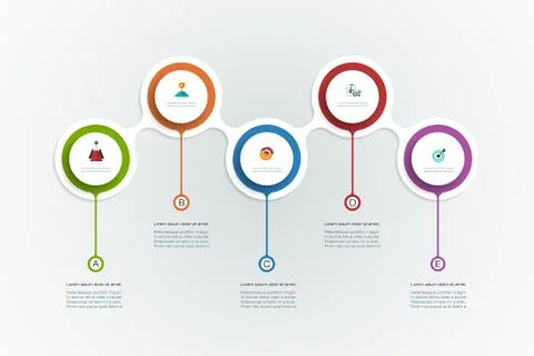 Vector infographics timeline design template with 3D paper label Stock Illustration