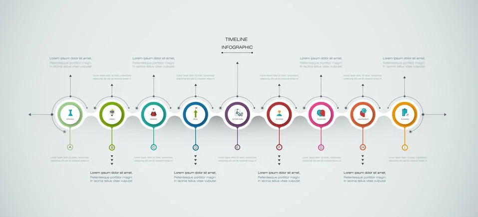 Vector infographics timeline design template with 3D paper label Stock Illustration