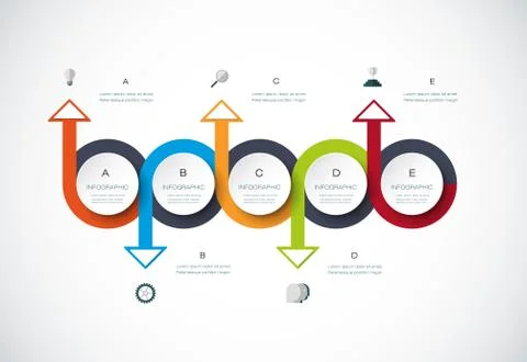 Vector infographics timeline design template with 3D paper label Stock Illustration