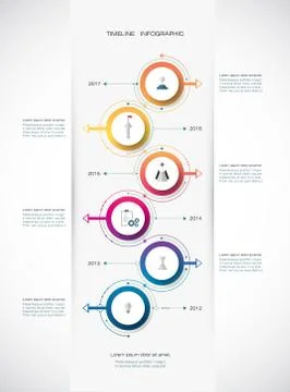 Vector infographics timeline design template with 3D paper label Stock Illustration