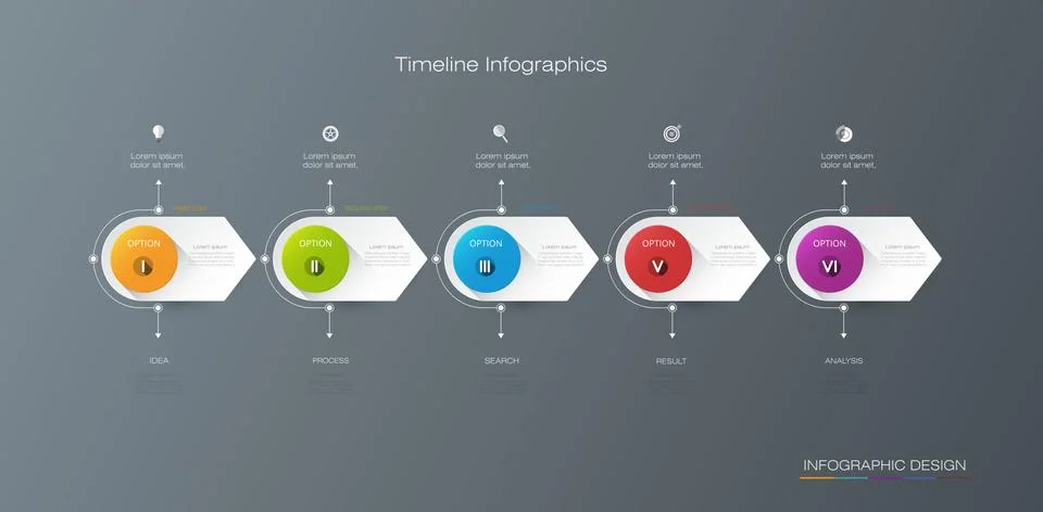 Vector infographics timeline design template with label design and options Stock Illustration