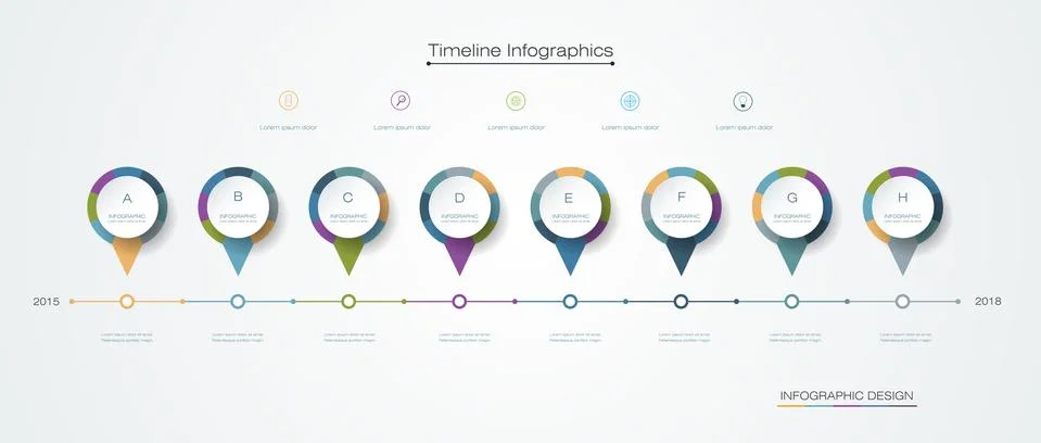 Vector infographics timeline design template with label design and icons Stock Illustration