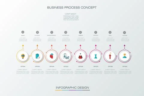Vector infographics timeline design template with label design and icons Stock Illustration