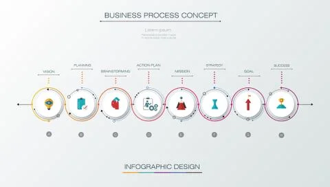 Vector infographics timeline design template with label design and icons Stock Illustration
