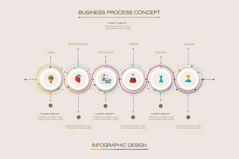 Vector infographics timeline design template with label design and icons Stock Illustration