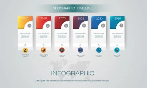 Vector infographics timeline design template with 3D paper label and graph Stock Illustration