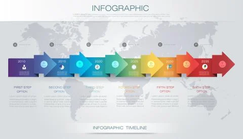Vector infographics timeline design template with 3D paper label and graph Stock Illustration