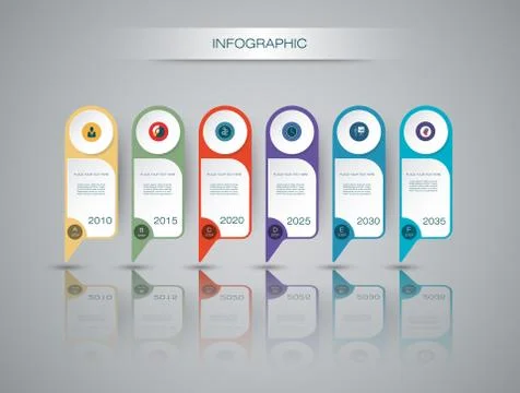 Vector infographics timeline design template with 3D paper label Stock Illustration