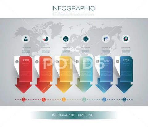 Vector infographics timeline design template with 3D paper label and ...