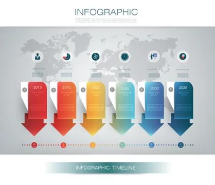 Vector infographics timeline design template with 3D paper label and graph Stock Illustration