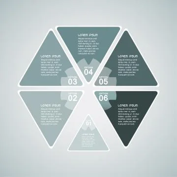 Vector infographics web element of gray triangle shapes with text on the grad Stock Illustration