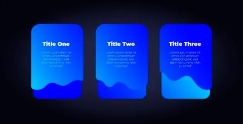 Vector inforgraphic fluid step template. Colorful blue neon gradient Illustrazione stock