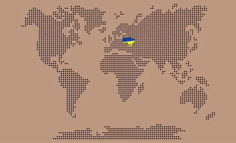 Vector. Information graphics. The world map is divided into six perforated co Stock Illustration