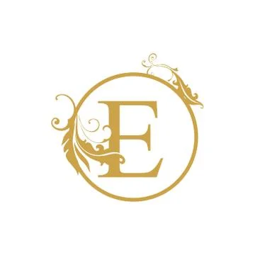 Vector Initial e letter luxury beauty flourishes ornament monogram wedding ic Stock Illustration
