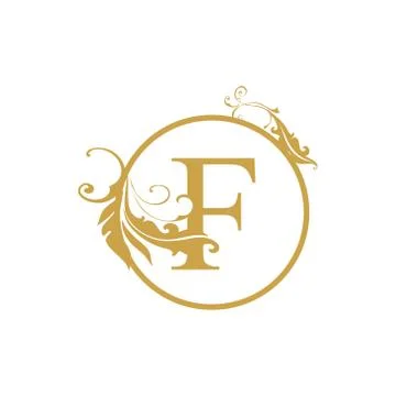 Vector Initial f letter luxury beauty flourishes ornament monogram wedding ic Stock Illustration