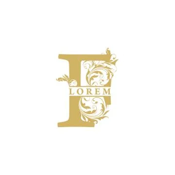 Vector Initial f letter luxury beauty flourishes ornament monogram wedding ic Stock Illustration