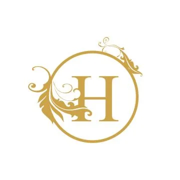 Vector Initial h letter luxury beauty flourishes ornament monogram wedding ic Stock Illustration
