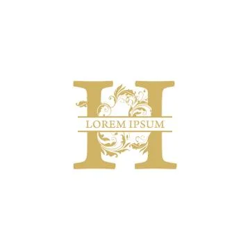 Vector Initial h letter luxury beauty flourishes ornament monogram wedding ic Stock Illustration