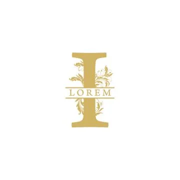 Vector Initial i letter luxury beauty flourishes ornament monogram wedding ic Stock Illustration