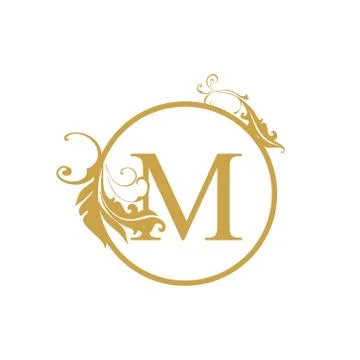 Vector Initial m letter luxury beauty flourishes ornament monogram wedding ic Stock Illustration