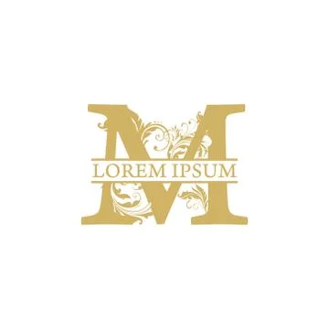 Vector Initial m letter luxury beauty flourishes ornament monogram wedding ic Stock Illustration